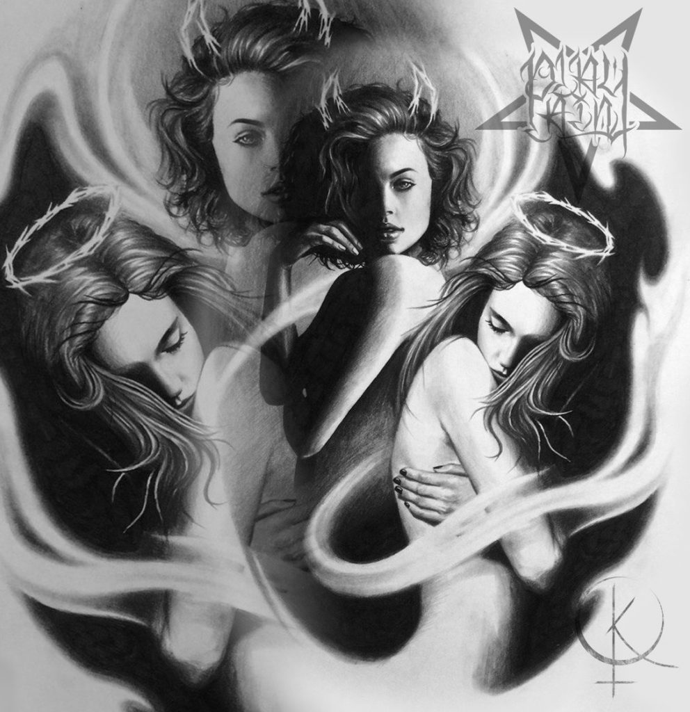 Эскиз в реализме девушки ангел и демон, для тату на руке или татуировки на ноге